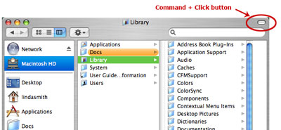 Change the look of your toolbars. Command - click the window toolbar button to cycle through 6 different views.